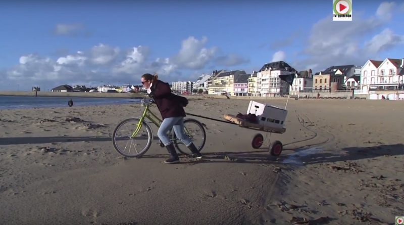Quiberon Elodie chasse les dechets des plages