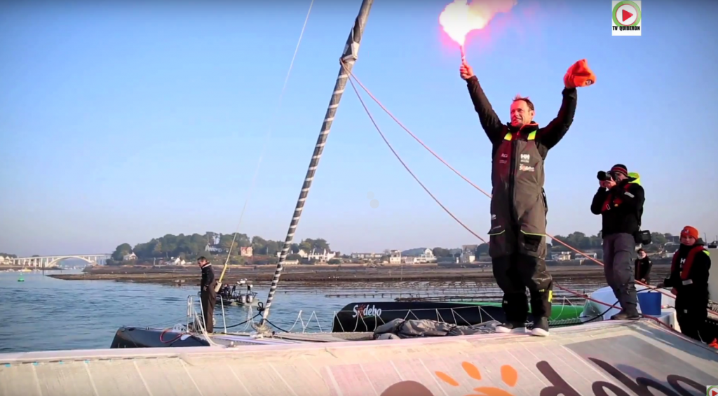 retour de Thomas Coville à La Trinité-sur-mer