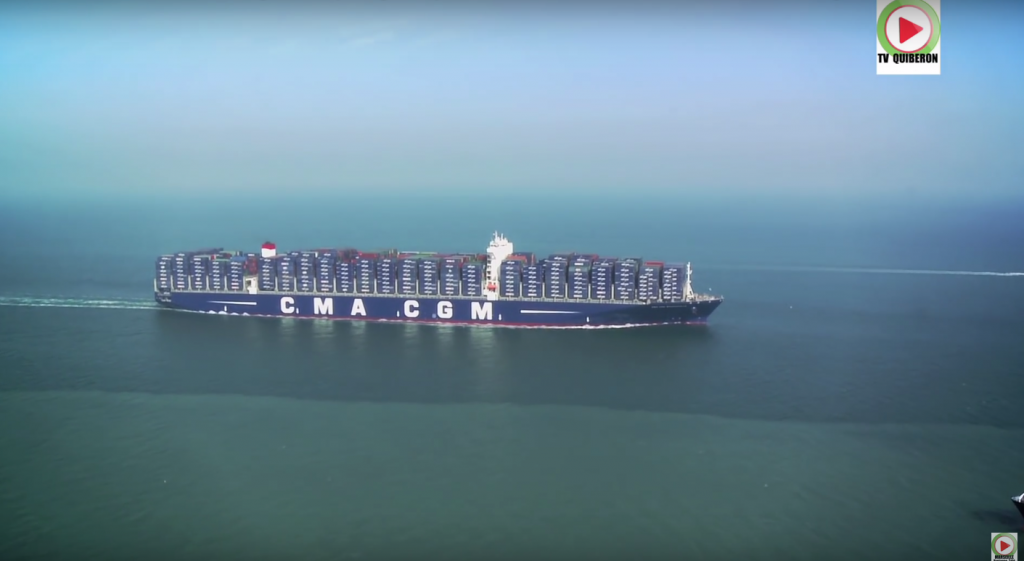 Le Havre - Le CMA-CGM Bougainville plus grand porte-conteneurs au monde -