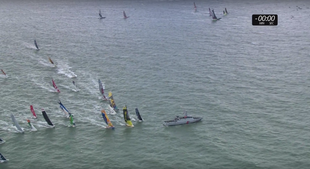 Départ Transat Jacques Vabre hélico - Le Havre Bretagne Télé
